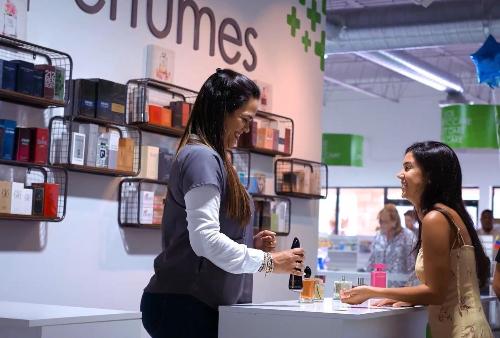 Customer at the perfume and personal care counter